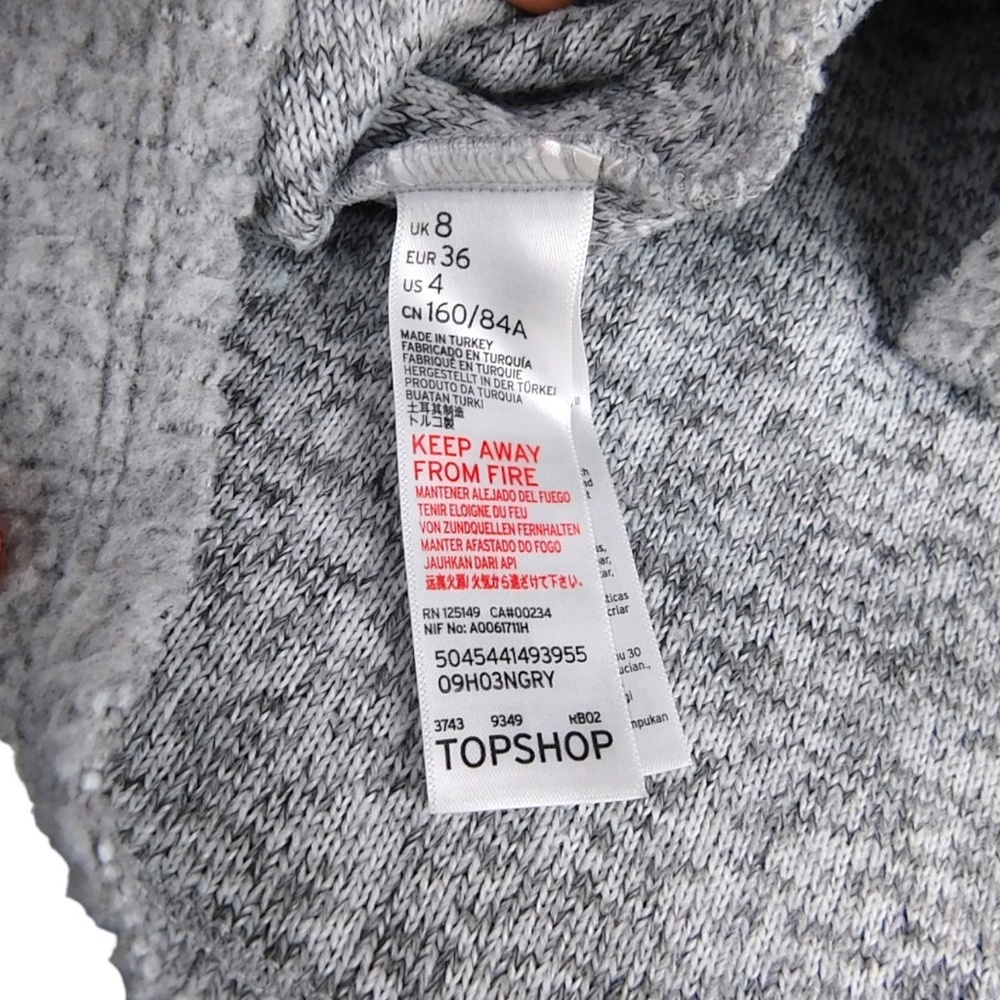 Topshop Bell Wide Sleeve Fall Gray Ribbed Cropped Loose-fit Sweater size Small - Picture 4 of 4